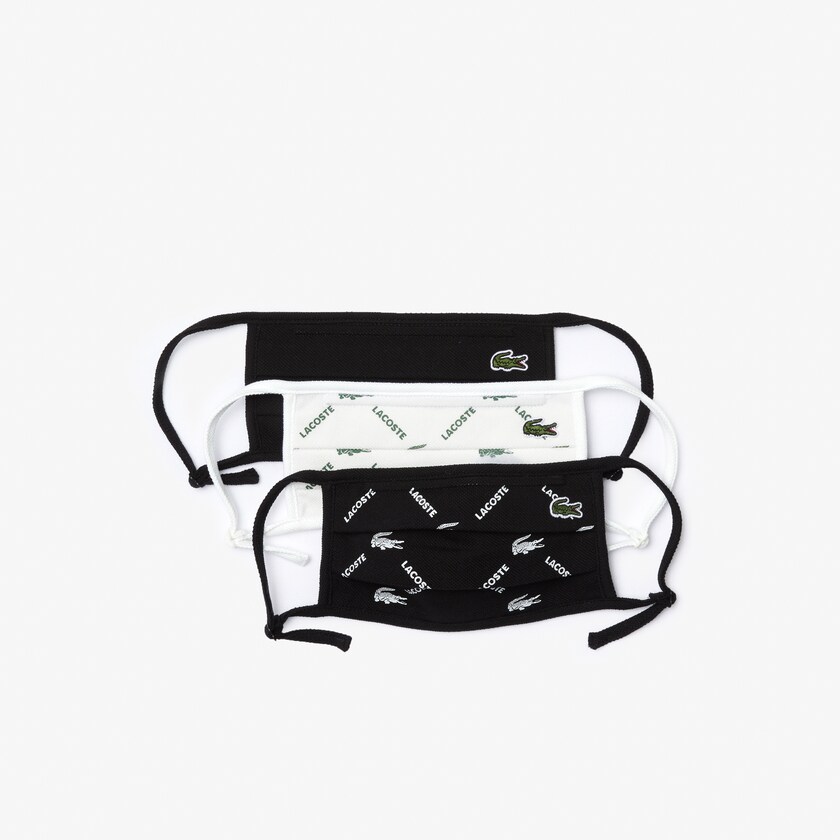 Men's Lacoste Black / White / Black / Green / White Masks L.12.12 Printed Face with Adjustable Strap ZT8-48714K3