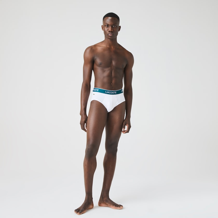 Men's Lacoste Black / White / Grey Briefs Pack Of 3 Casual UX7-35953U0