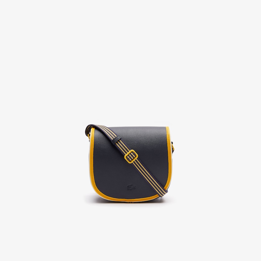Women's Lacoste Black / Yellow Bags Court Line Contrast Piping Small Hobo Bag TO2-20872G5