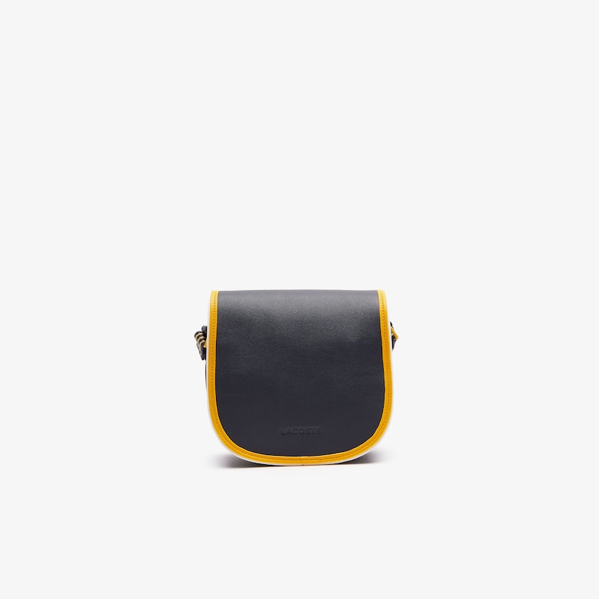 Women's Lacoste Black / Yellow Bags Court Line Contrast Piping Small Hobo Bag TO2-20872G5