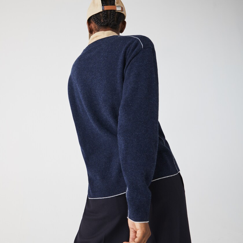 Women's Lacoste Blue Sweaters Crew Neck Wool NF2-76997F2