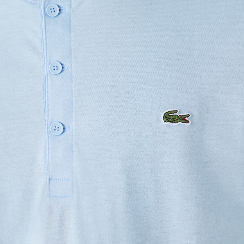 Men's Lacoste Blue T Shirts Henley Neck Pima Cotton Jersey PP8-83518A1