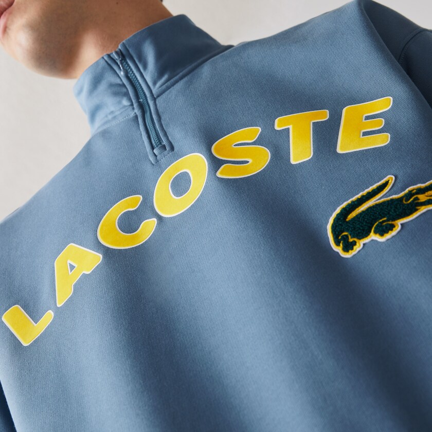 Men's Lacoste Blue Sweatshirts LIVE Branded Cotton Fleece PS2-17761V2