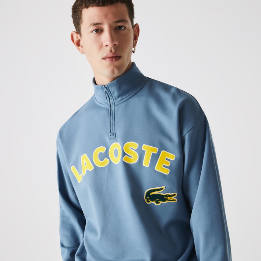Men's Lacoste Blue Sweatshirts LIVE Branded Cotton Fleece PS2-17761V2