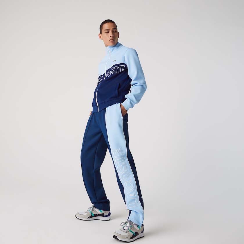 Men's Lacoste Blue Pants LIVE Colorblock Light Neoprene Tracksuit EE0-42414Q8