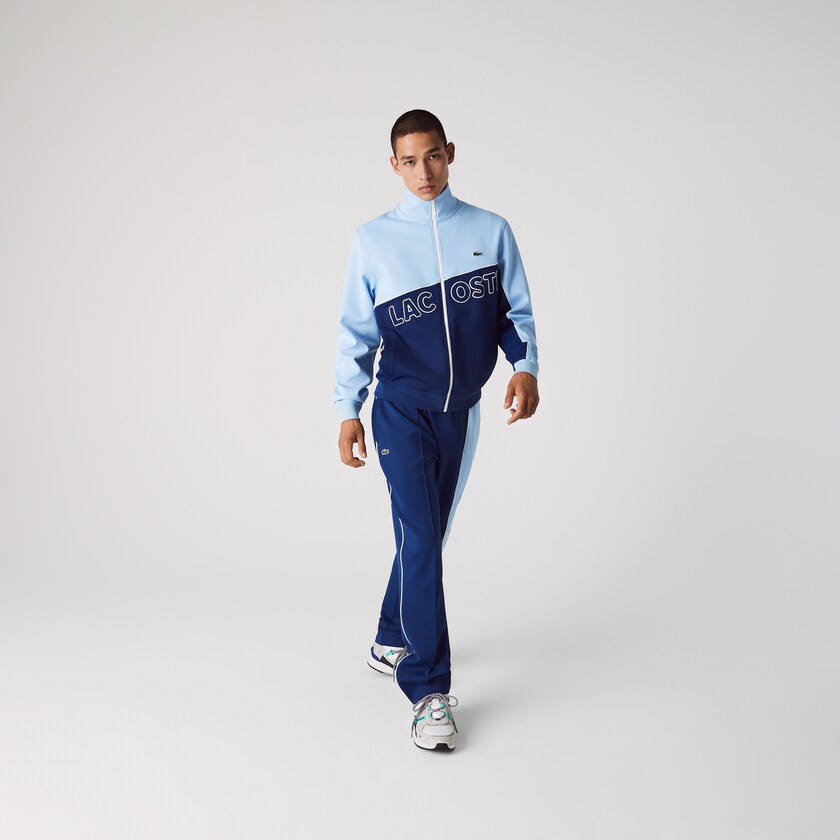 Men's Lacoste Blue Jackets LIVE Colorblock Neoprene Tracksuit OP4-54435I1