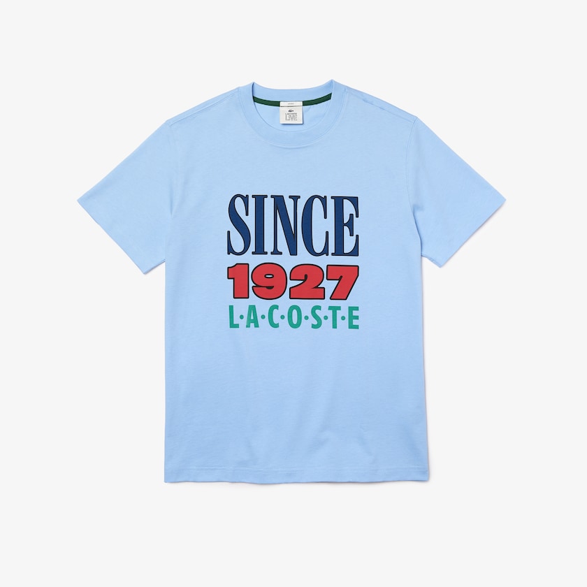 Women's Lacoste Blue T Shirts LIVE Printed Cotton MX0-41264A1
