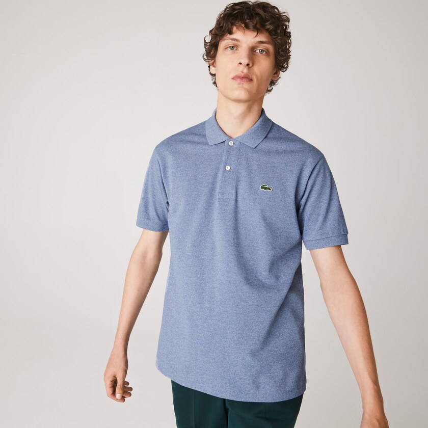 Men's Lacoste Blue Polo Shirts Marl Fabric L.12.12 NK8-34303P4