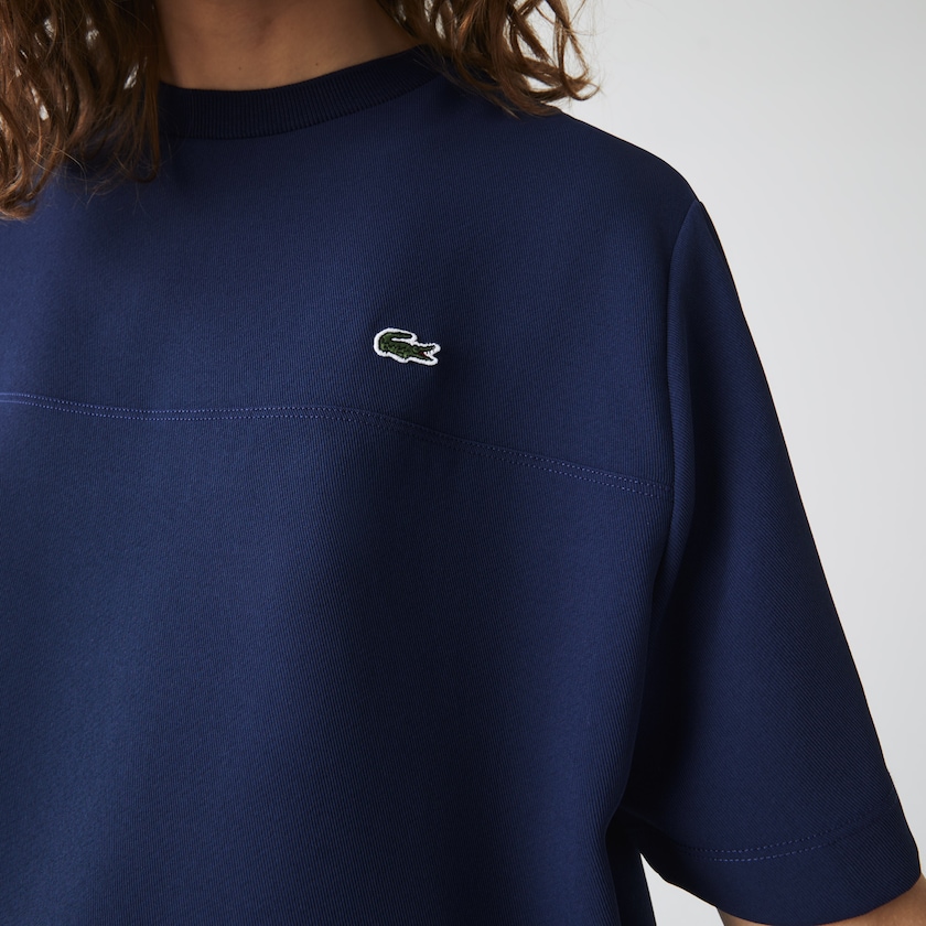 Women's Lacoste Blue T Shirts Paneled Crewneck MG8-10191V3