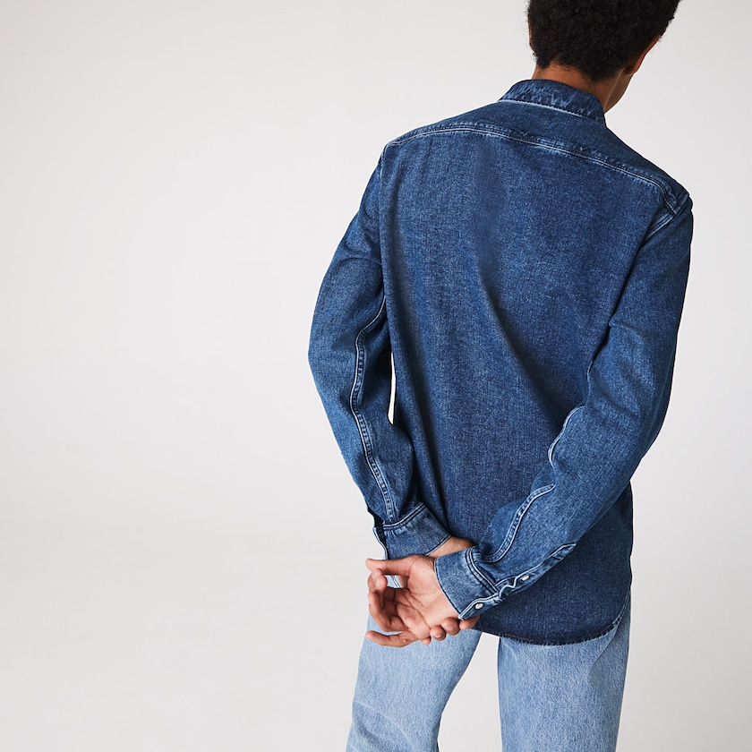 Men's Lacoste Blue Shirts Regular Fit Natural Cotton Denim QE8-31483Y0