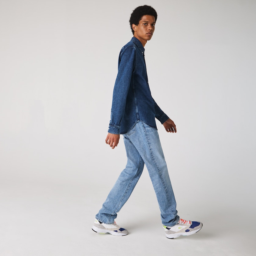 Men's Lacoste Blue Shirts Regular Fit Natural Cotton Denim QE8-31483Y0
