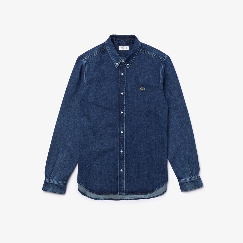 Men's Lacoste Blue Shirts Regular Fit Natural Cotton Denim QE8-31483Y0