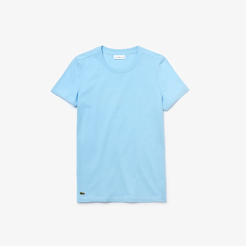 Women's Lacoste Blue T Shirts SPORT Logo Print Organic Cotton Tennis HS8-55675A6