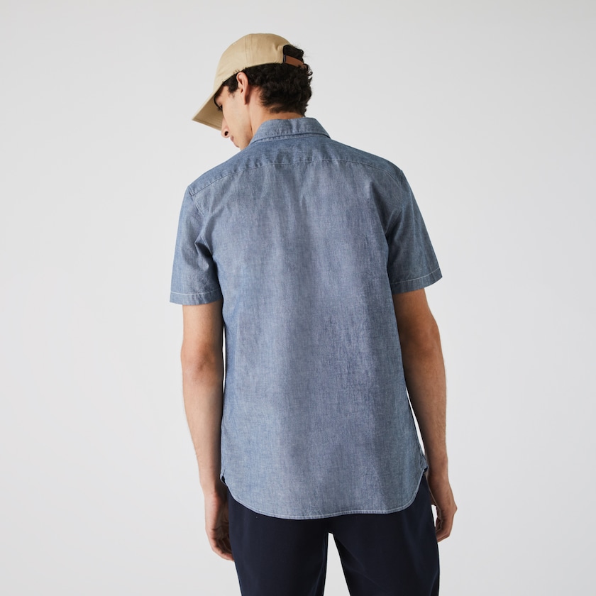 Men's Lacoste Blue Shirts Slim Fit Cotton Chambray KZ2-00440K9