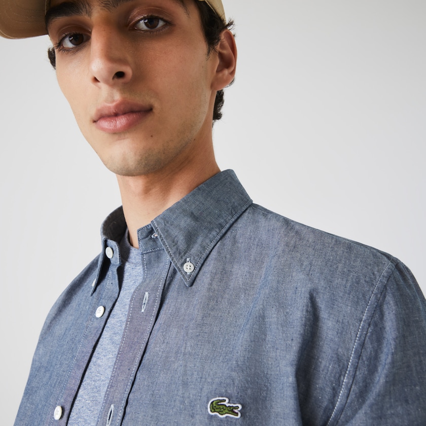 Men's Lacoste Blue Shirts Slim Fit Cotton Chambray KZ2-00440K9