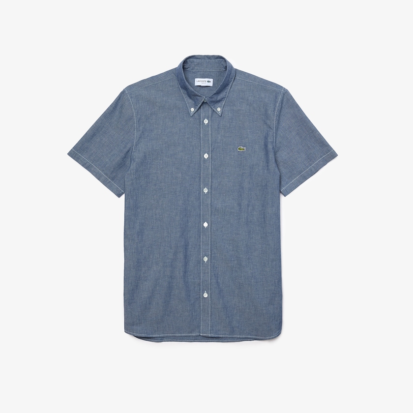 Men's Lacoste Blue Shirts Slim Fit Cotton Chambray KZ2-00440K9