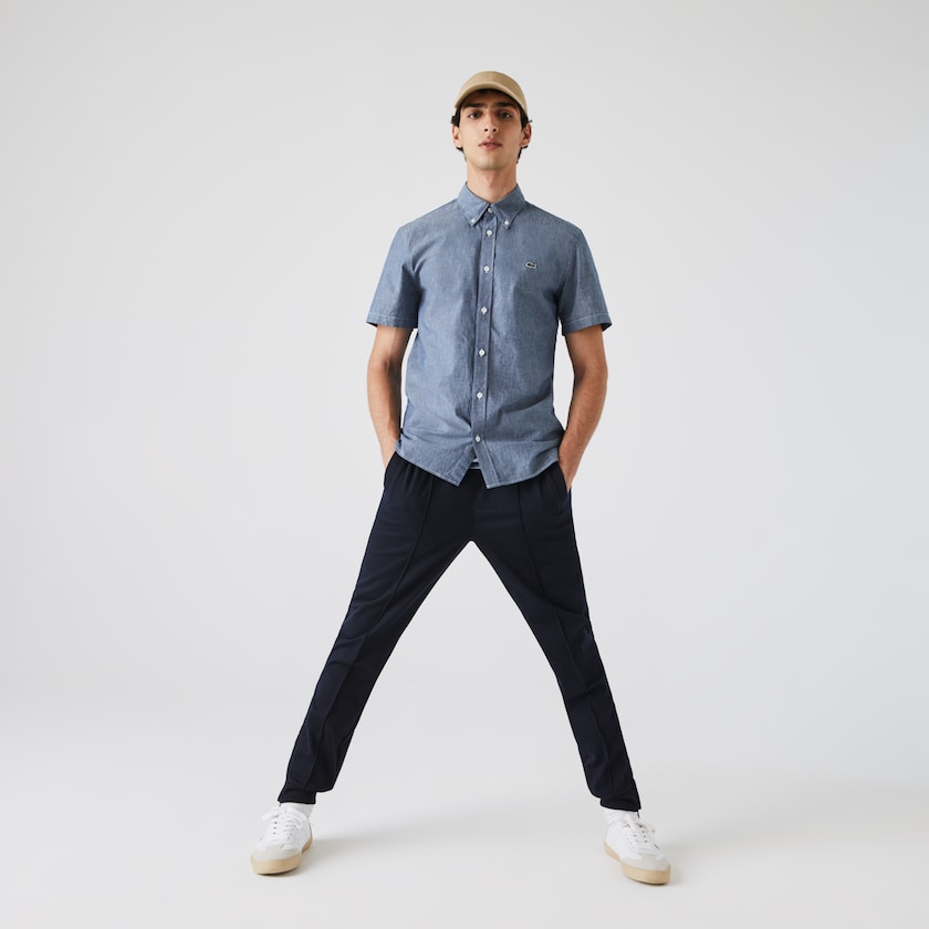 Men's Lacoste Blue Shirts Slim Fit Cotton Chambray KZ2-00440K9