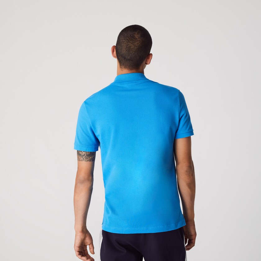 Men's Lacoste Blue Polo Shirts Slim Fit in Petit Piqué FG0-68326U1