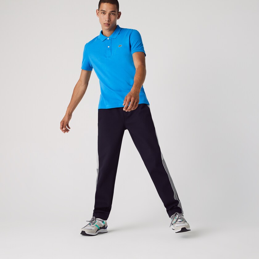 Men's Lacoste Blue Polo Shirts Slim Fit in Petit Piqué FG0-68326U1
