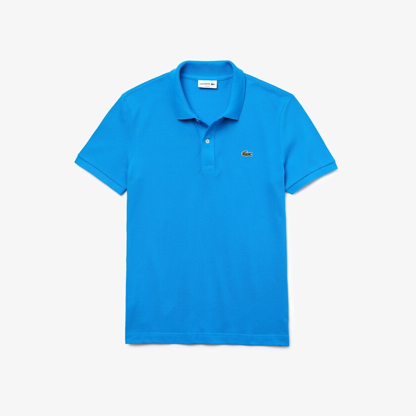 Men's Lacoste Blue Polo Shirts Slim Fit in Petit Piqué FG0-68326U1