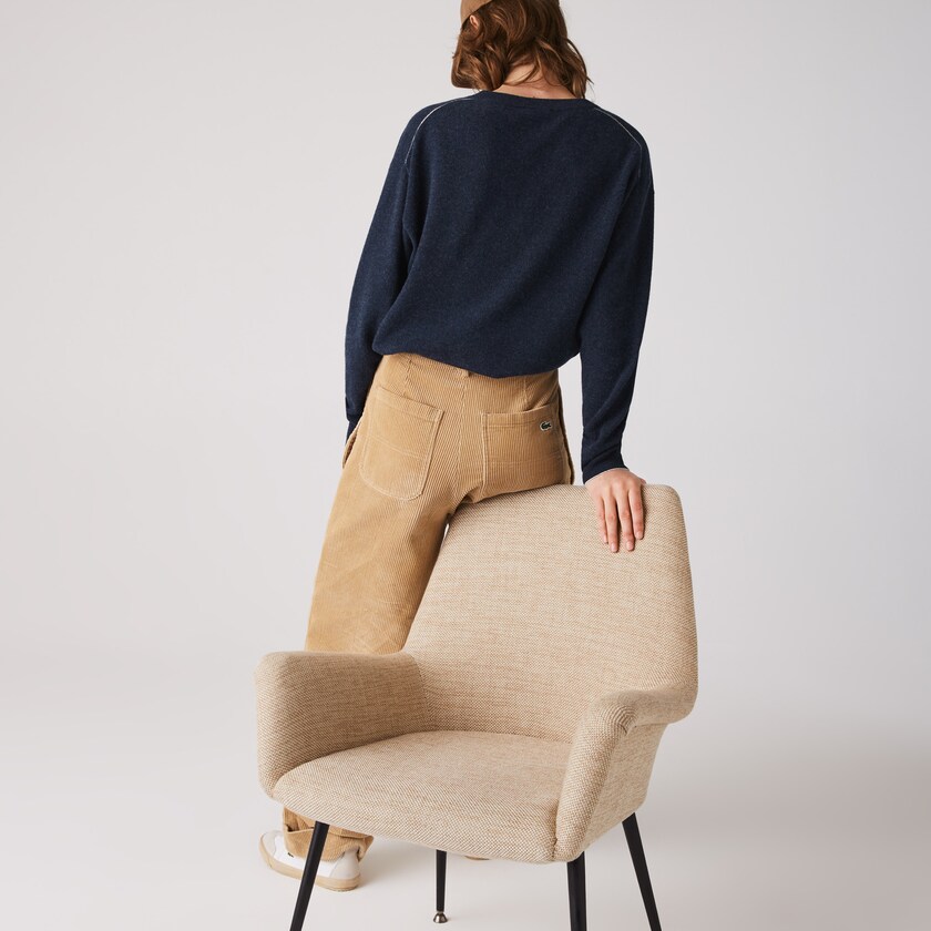 Women's Lacoste Blue Sweaters V-Neck Wool TY5-57005M9