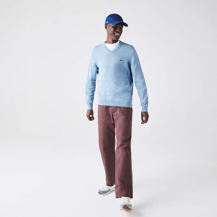 Men's Lacoste Blue Sweaters V-neck Organic Cotton UN6-42504R5