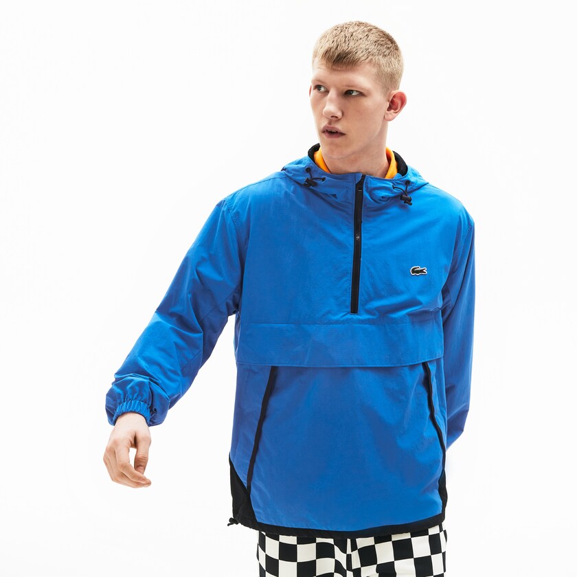 Men's Lacoste Blue / Black Windbreaker LIVE Water- Resistant Pullover DI7-90079H6