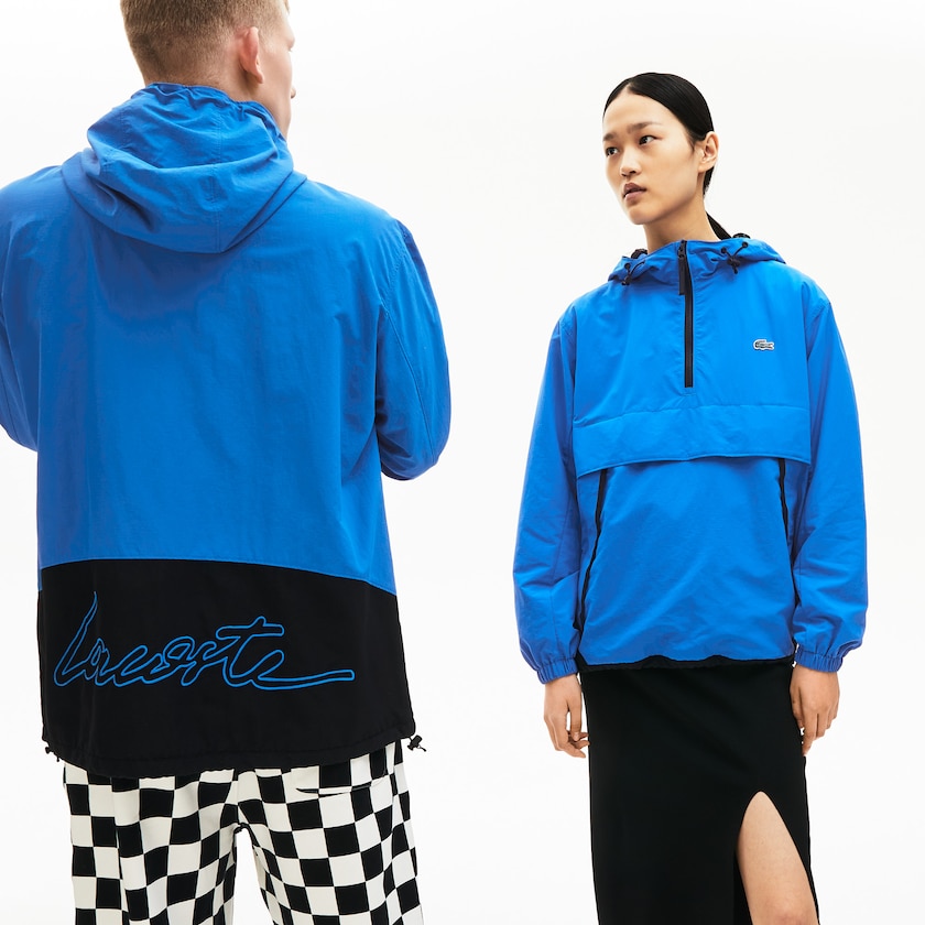 Men's Lacoste Blue / Black Windbreaker LIVE Water- Resistant Pullover DI7-90079H6