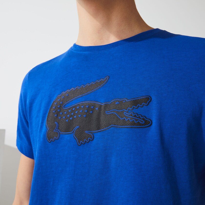 Men's Lacoste Blue / Black T Shirts SPORT 3D Print Crocodile Breathable Jersey GW3-68816M6