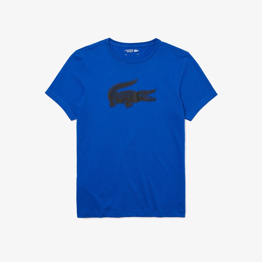Men's Lacoste Blue / Black T Shirts SPORT 3D Print Crocodile Breathable Jersey GW3-68816M6