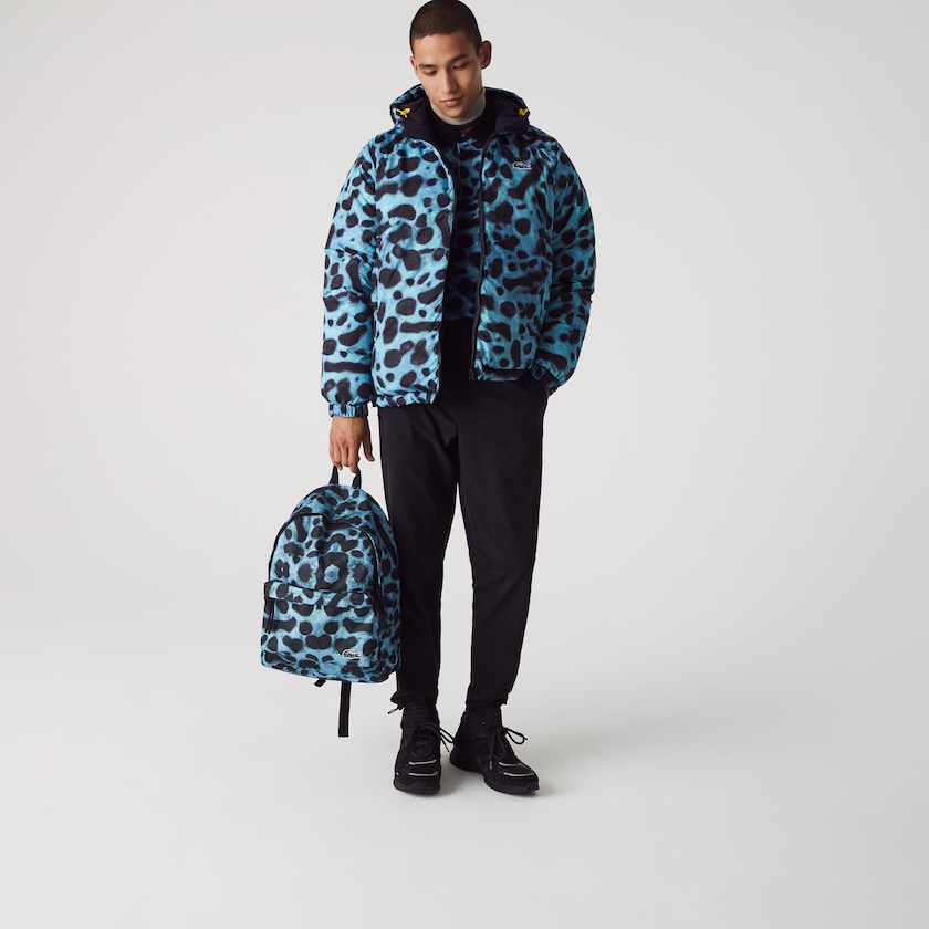 Men's Lacoste Blue / Black Backpacks x National Geographic Animal Print JI7-70377A5