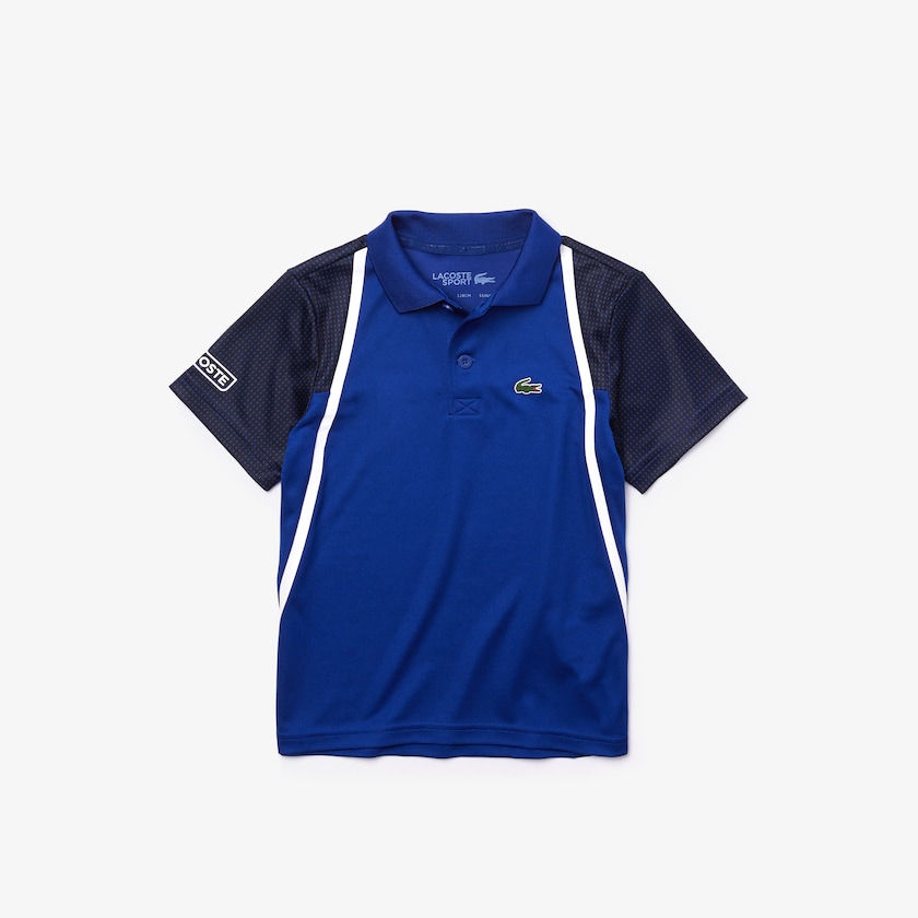 Kids' Lacoste Blue / Black / White Polo Shirts SPORT Breathable Piqué Tennis XR2-32693F3