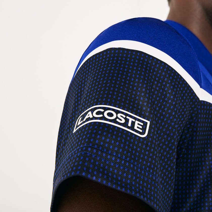 Men's Lacoste Blue / Black / White Shirts SPORT Mesh Panel Breathable Tennis Polo BC6-01740U3