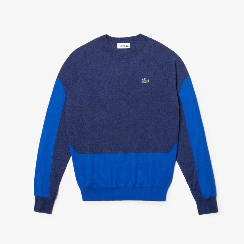 Men's Lacoste Blue / Blue Sweaters SPORT Color-Blocked Breathable Wool KO6-00110I6