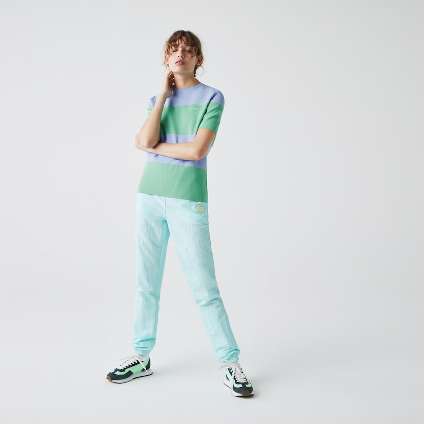 Women's Lacoste Blue / Green Sweaters LIVE Striped Knit GA9-43354Y7
