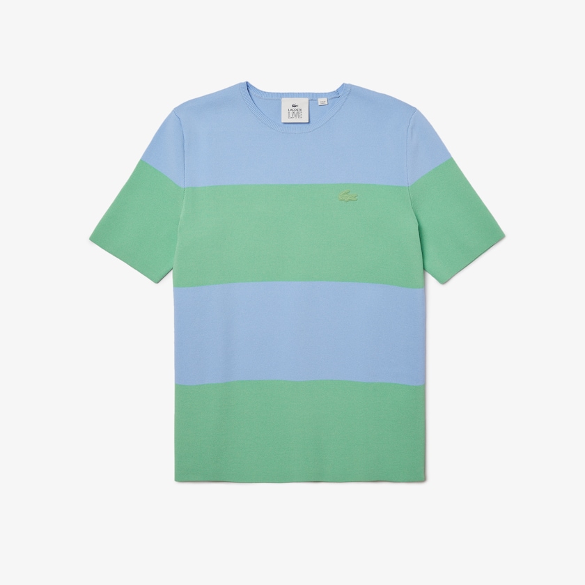 Women's Lacoste Blue / Green Sweaters LIVE Striped Knit GA9-43354Y7