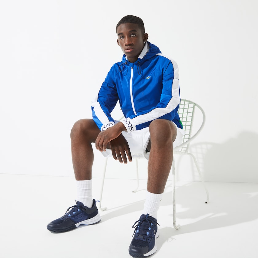 Men's Lacoste Blue / Green / White / Navy Blue Windbreaker SPORT Lightweight Colorblock Tennis ZL6-37803Y3