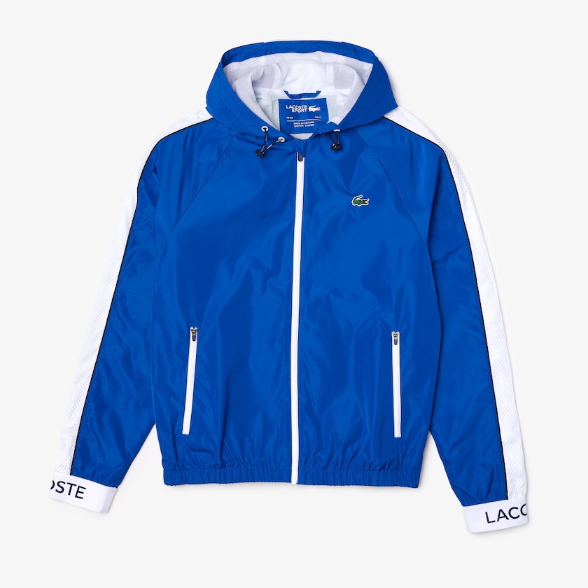 Men's Lacoste Blue / Green / White / Navy Blue Windbreaker SPORT Lightweight Colorblock Tennis ZL6-37803Y3