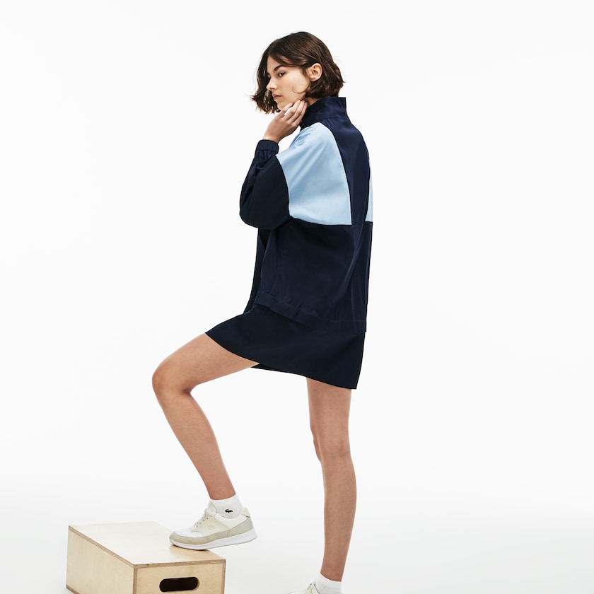 Women's Lacoste Blue / Light Blue Dress LIVE Colorblock Cotton Poplin Sweatshirt PH3-56805Y0