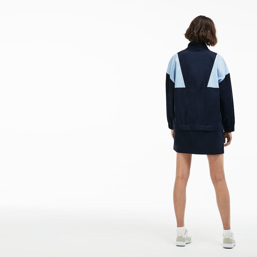 Women's Lacoste Blue / Light Blue Dress LIVE Colorblock Cotton Poplin Sweatshirt PH3-56805Y0