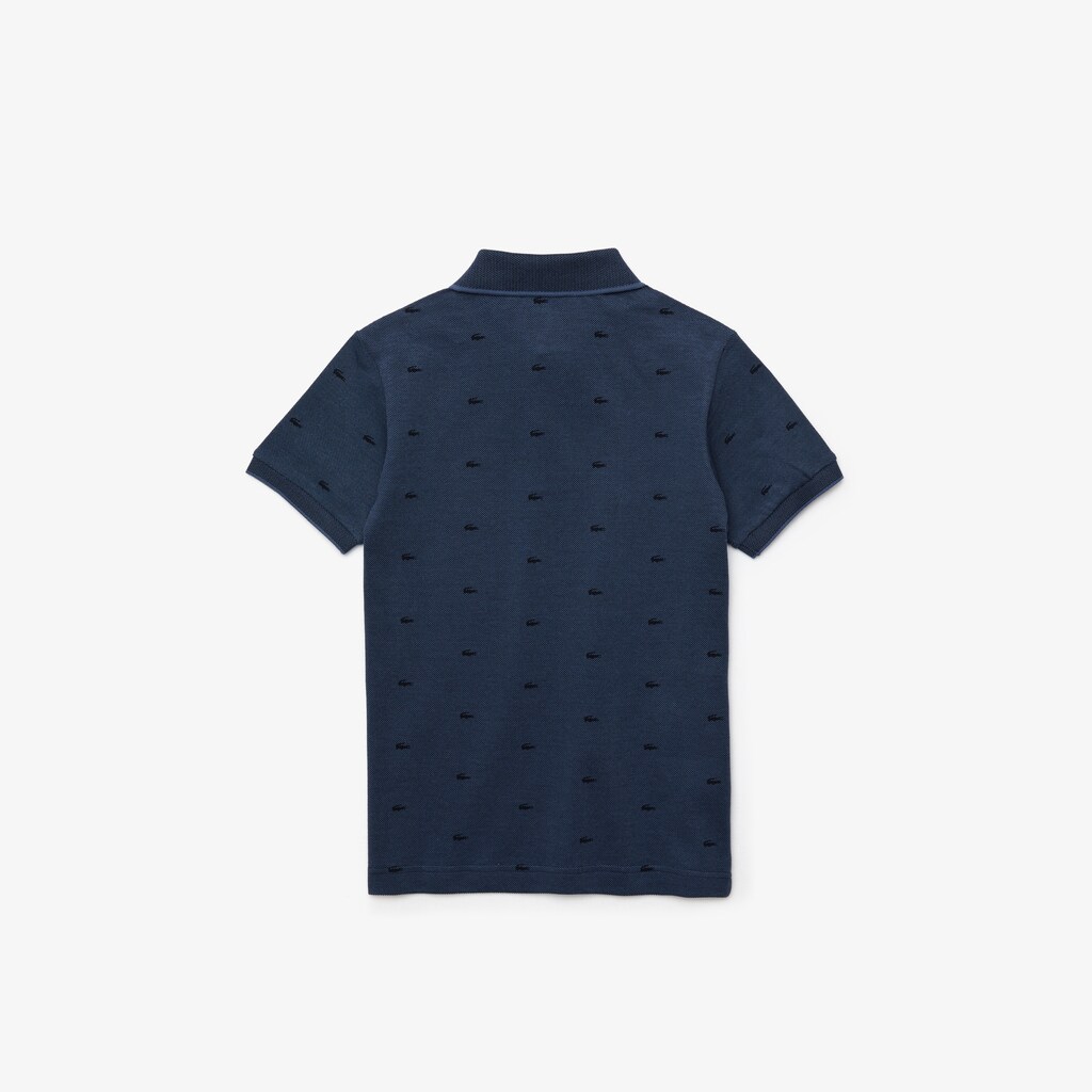 Kids' Lacoste Blue / Navy Blue Polo Shirts Allover Croc-Print OD7-74837I6