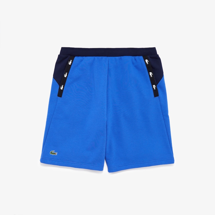 Men's Lacoste Blue / Navy Blue Shorts SPORT Crocodile Striped Colorblock Fleece CD9-35773R2