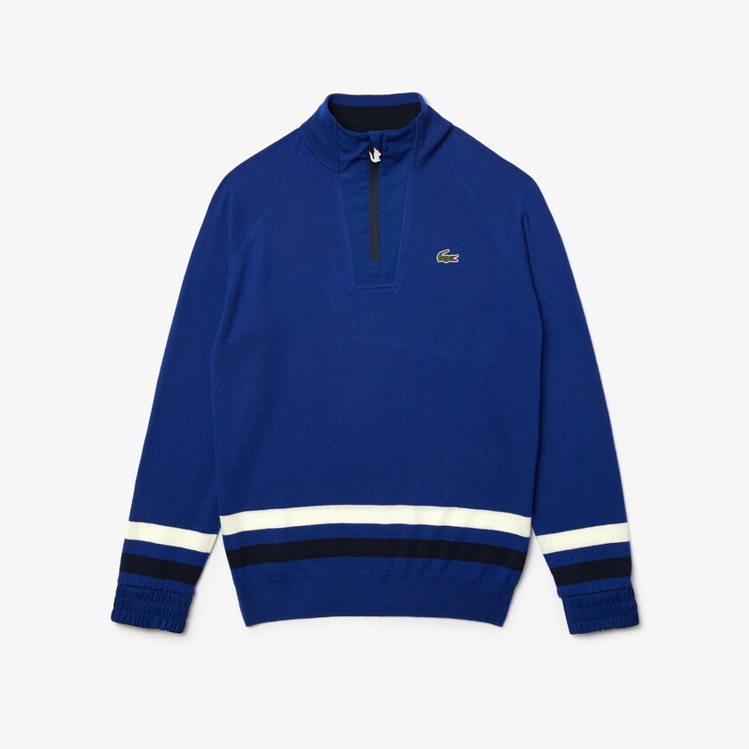 Men's Lacoste Blue / Navy Blue / White Sweaters SPORT Breathable Wool Golf FS7-27902N9