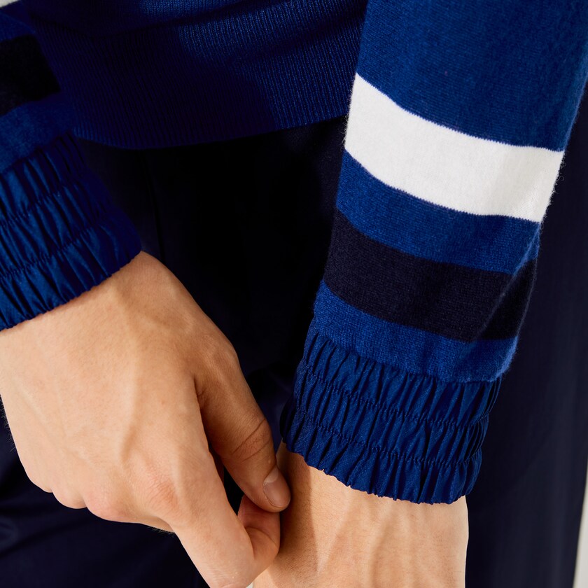 Men's Lacoste Blue / Navy Blue / White Sweaters SPORT Breathable Wool Golf FS7-27902N9