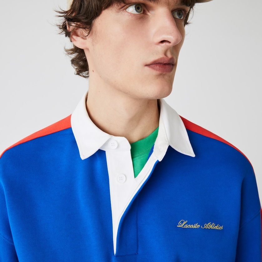 Men's Lacoste Blue / White Sweatshirts LIVE Colorblock Fleece Polo WE3-46694Z4