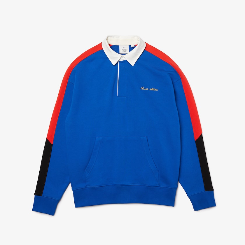 Men's Lacoste Blue / White Sweatshirts LIVE Colorblock Fleece Polo WE3-46694Z4