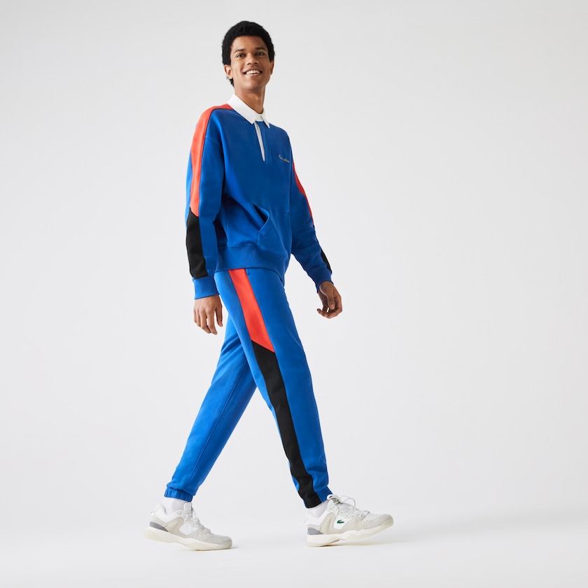 Men's Lacoste Blue / White Pants LIVE Embroidered Two-Tone Track LH1-22342W1
