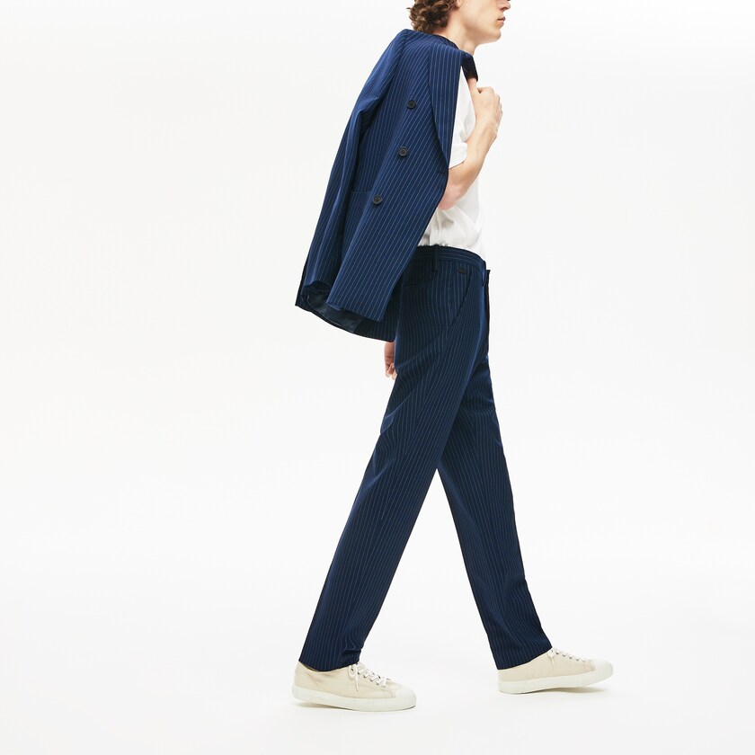 Men's Lacoste Blue / White Pants LIVE Fine Pinstriped Wool Suit LG5-72757R9