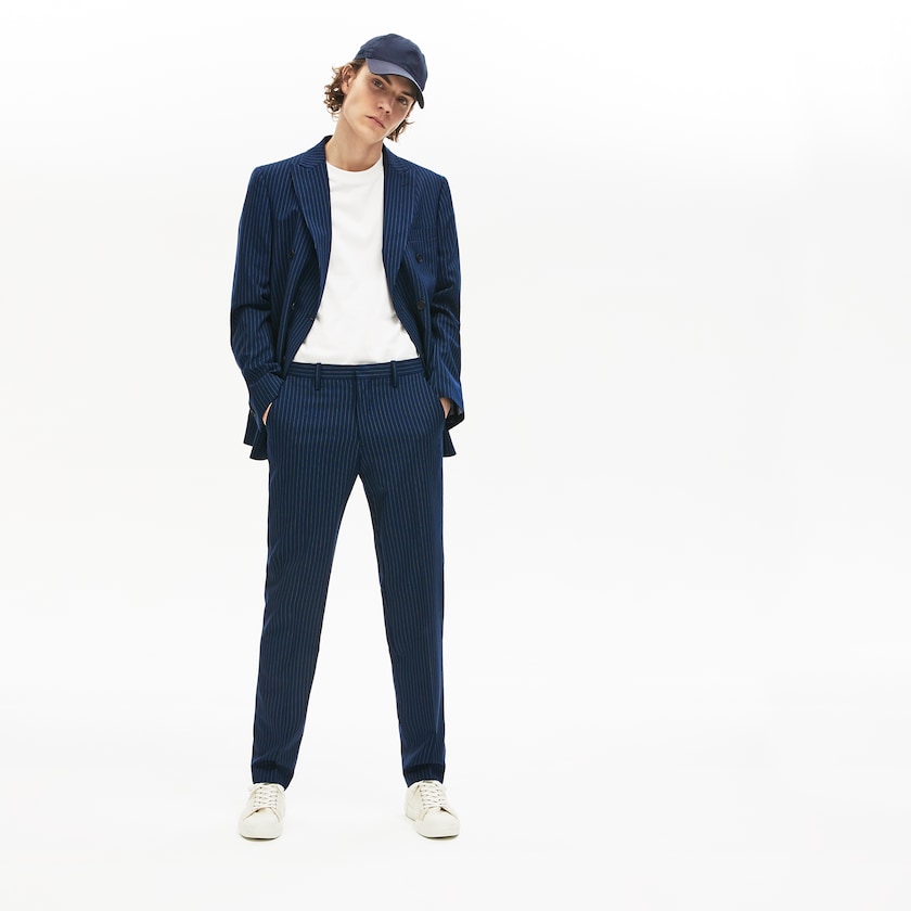 Men's Lacoste Blue / White Pants LIVE Fine Pinstriped Wool Suit LG5-72757R9