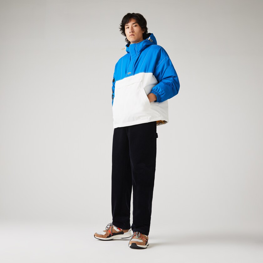Men's Lacoste Blue / White Coats LIVE Light Water-Repellent Hooded Colorblock IP8-68816A6